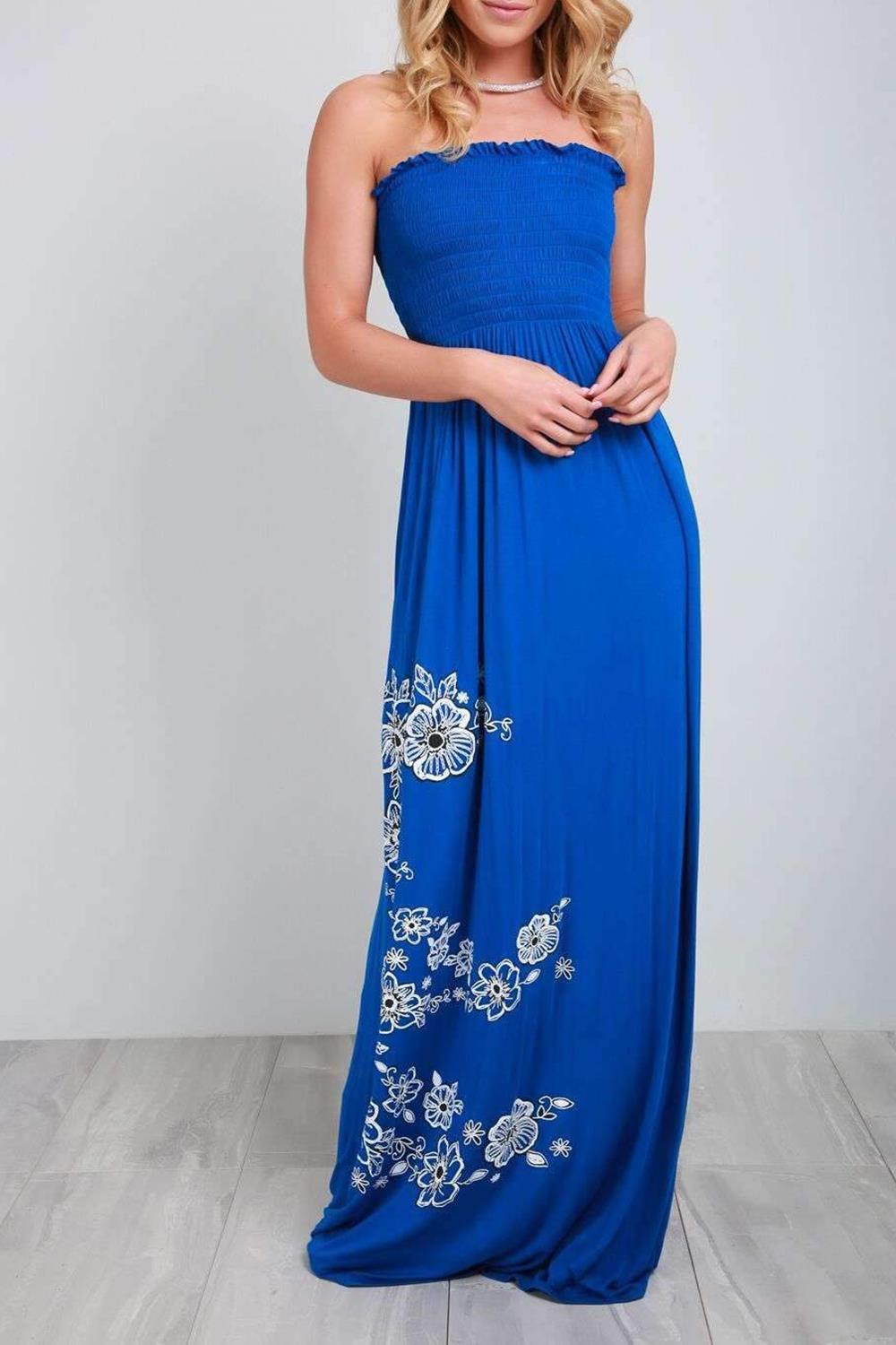 Womens Ladies Gathered Printed Sheering Strapless Boobtube Bandeau Maxi Dresses - Picture 5 of 25