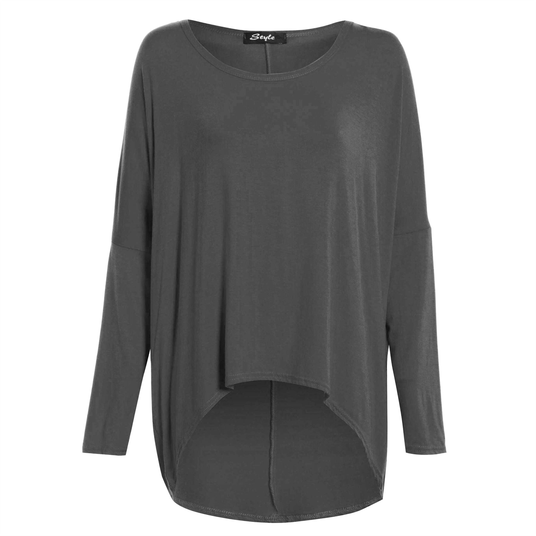 Plus Size Ladies Womens Oversize Lagenlook Baggy Off Shoulder Hi Lo Jumper Top - Picture 16 of 17