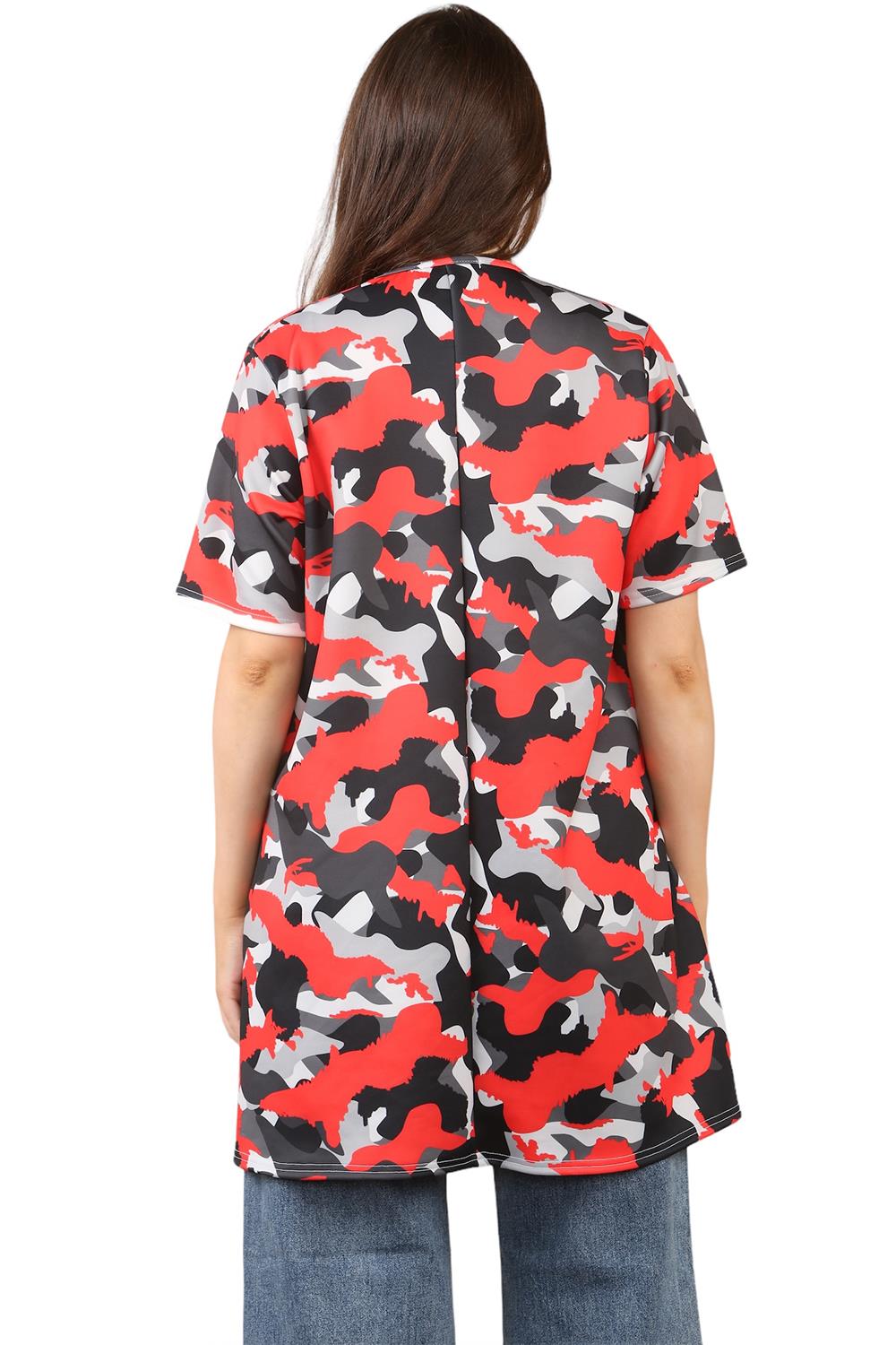 Womens Ladies V-Neck Short Sleeve Long Swing High Low Dipped Hem T-Shirt Top - Picture 4 of 40