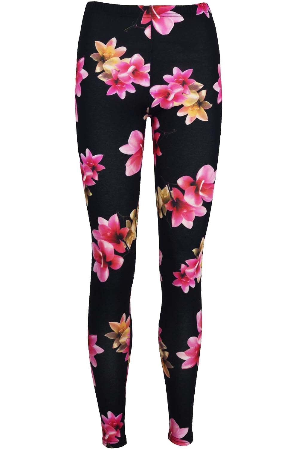 Womens Ladies Floral Roses Printed Stretchy Full Ankle Length Jegging Leggings