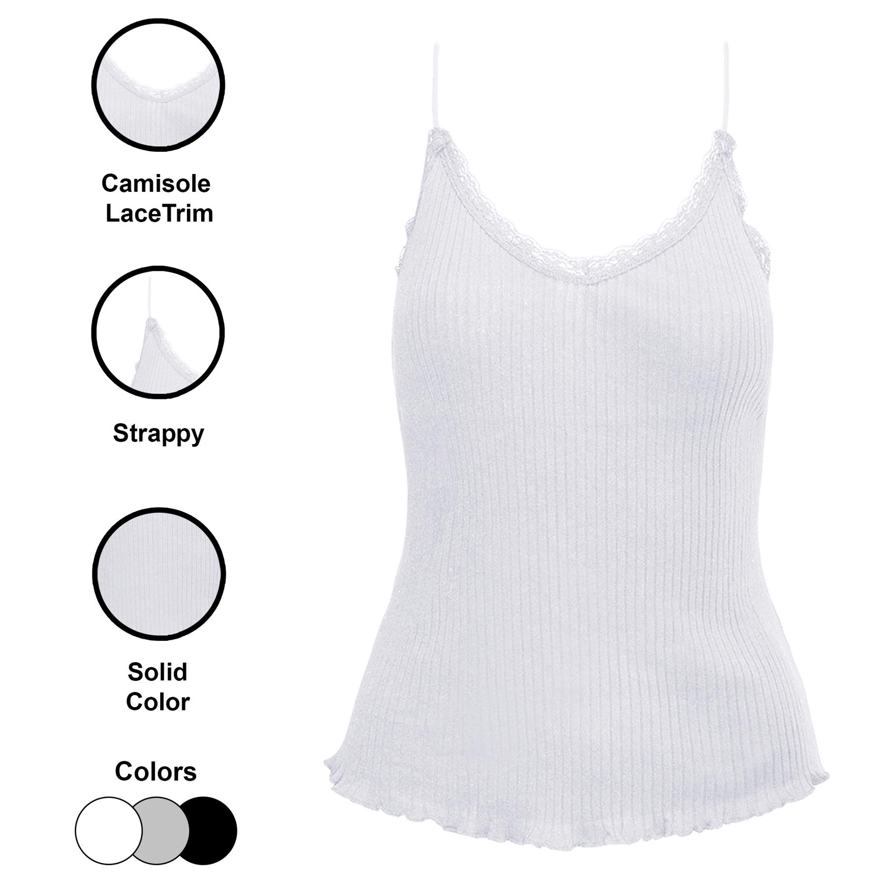 Womens Summer Sleeveless Strappy Camisole Vest Swing Lace Trim Casual Tank Top - Picture 7 of 7