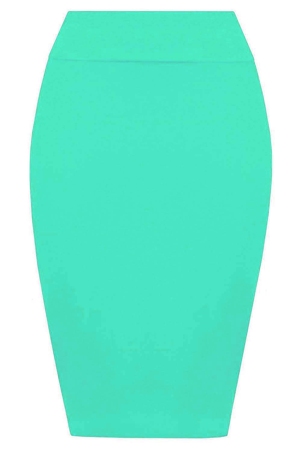 Ladies Women Jersey Stretchy Pencil Plain Elastic Office Bodycon Skirt Plus Size - Picture 16 of 64