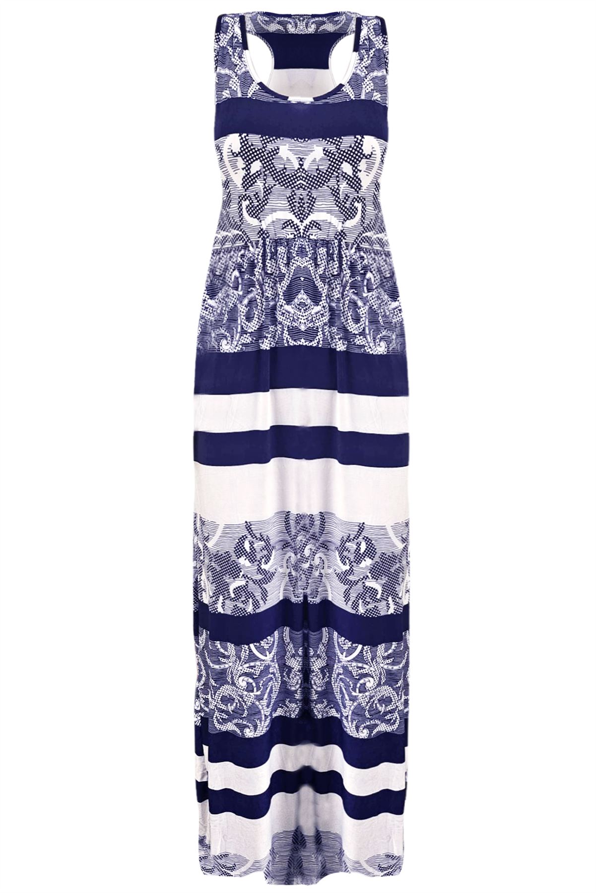 Ladies Womens Floral Printed Vest Strappy Pockets Racer Muscle Back Maxi Dresses - Picture 29 of 30
