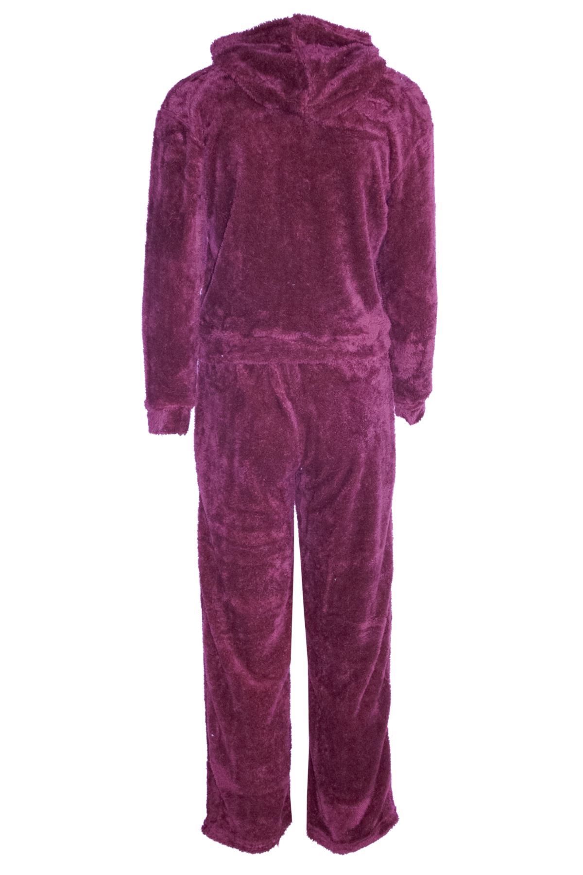 Womens Fluffy Faux Fur Ladies Hooded Loungewear Fleece Zip Up 2PCS Tracksuit Set - Picture 22 of 22