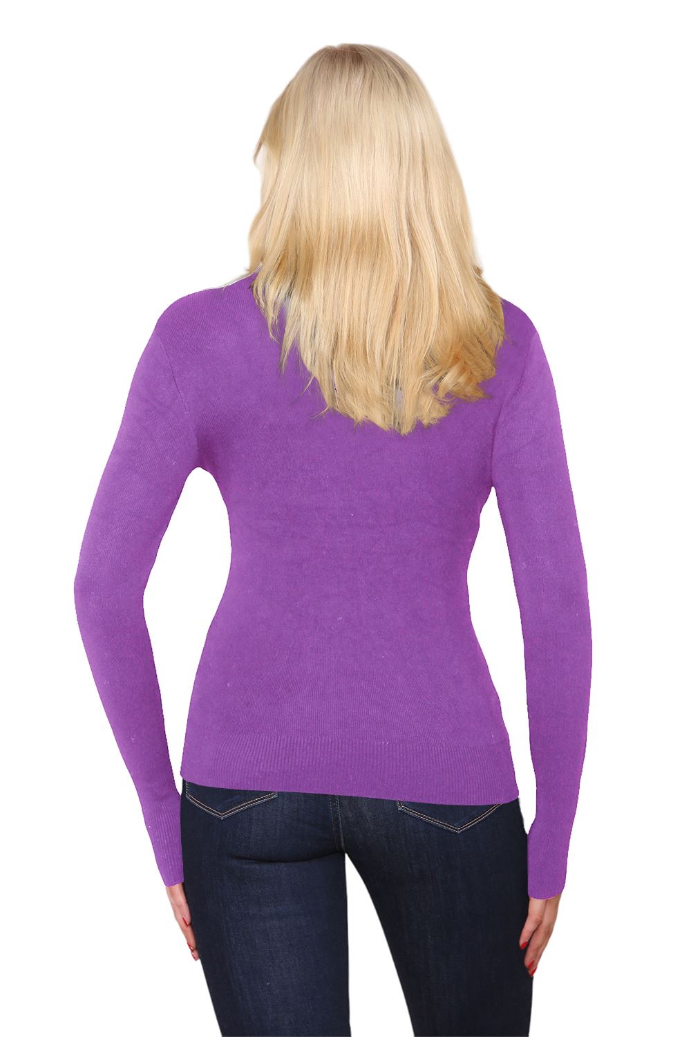 Womens Turtle High Neck Long Sleeve Ribbed Pullover Winter Sweater Jumper Top - Picture 7 of 10