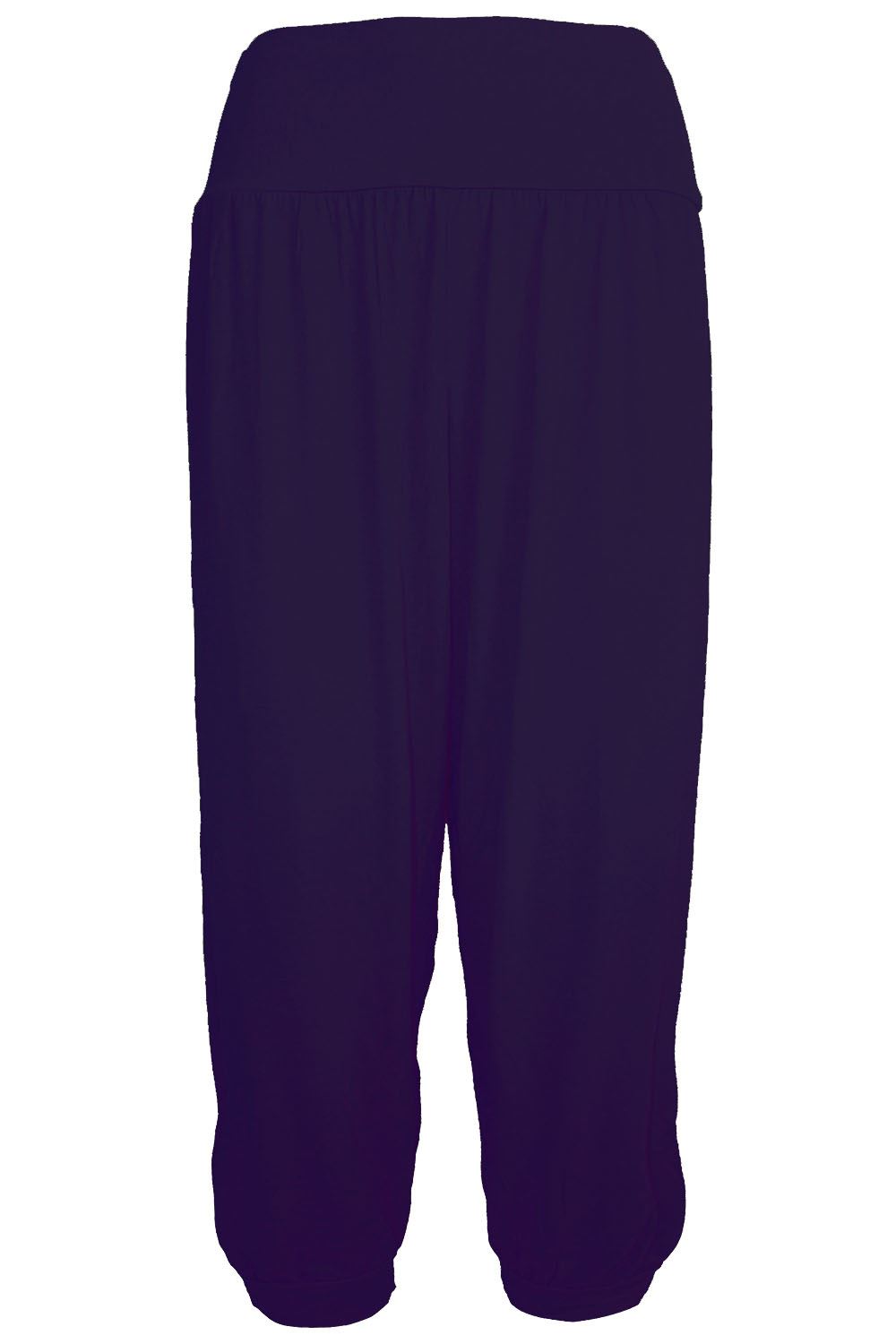 Women Ladies Plain 3/4 Ali Baba Cropped Harem Baggy Loose Leggings Trouser Pants - Picture 14 of 22