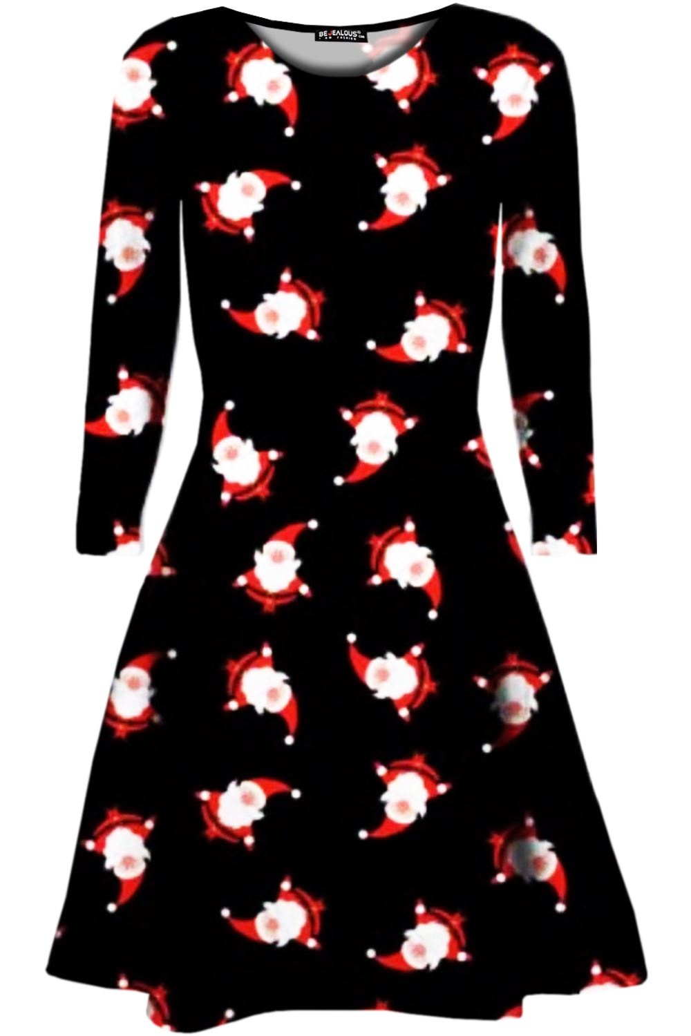 Kids Christmas Printed Casual Long Sleeve Girls Xmas Flared Mini Swing Dresses - Picture 29 of 30