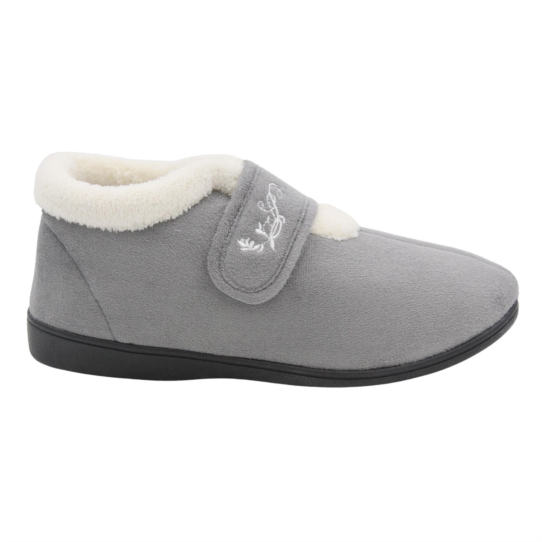 Ladies Wide Fit Womens Memory Foam Slippers Fur Ankle Boots Winter Warm Shoes - Picture 7 of 10