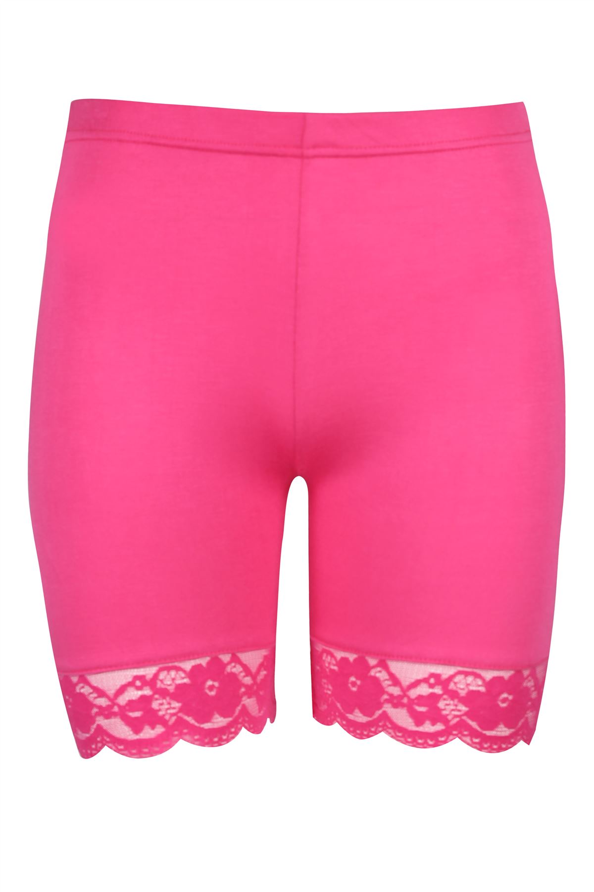 Womens Cycling Shorts Ladies Hot Pants Scallop Lace Trim Jersey Gym