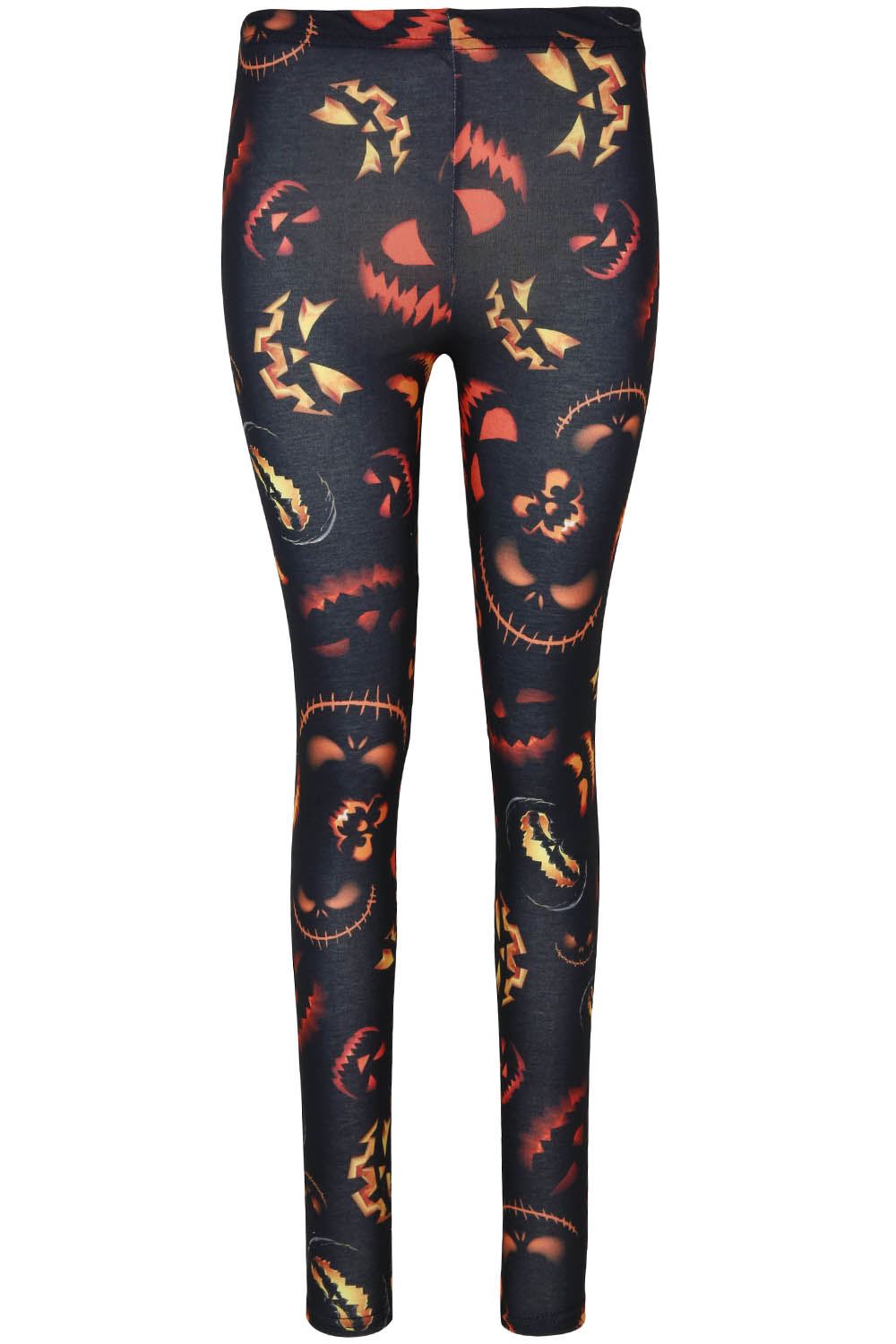 Womens Ladies Halloween Witch Broom Pumpkin Ghost Skull Skinny Jeggings Leggings - Picture 11 of 32