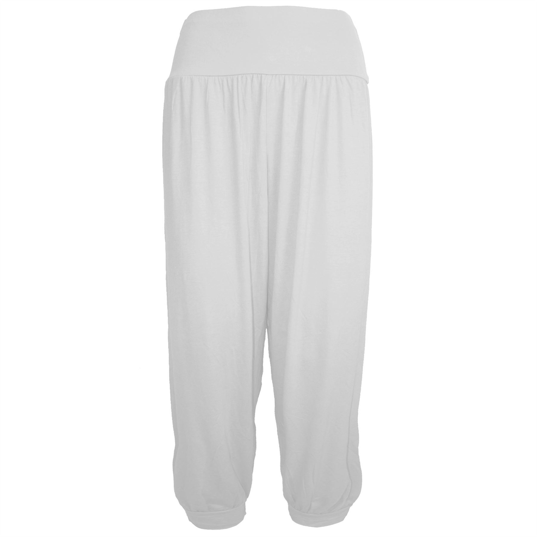 Women Ladies Plain 3/4 Ali Baba Cropped Harem Baggy Loose Leggings Trouser Pants - Picture 16 of 22