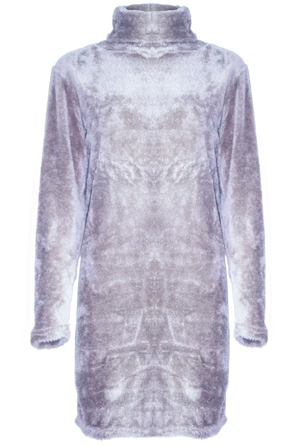 Ladies Womens Fluffy Faux Fur Fleece Pockets Long Sleeve Oversized Jumper Dress - Picture 15 of 65