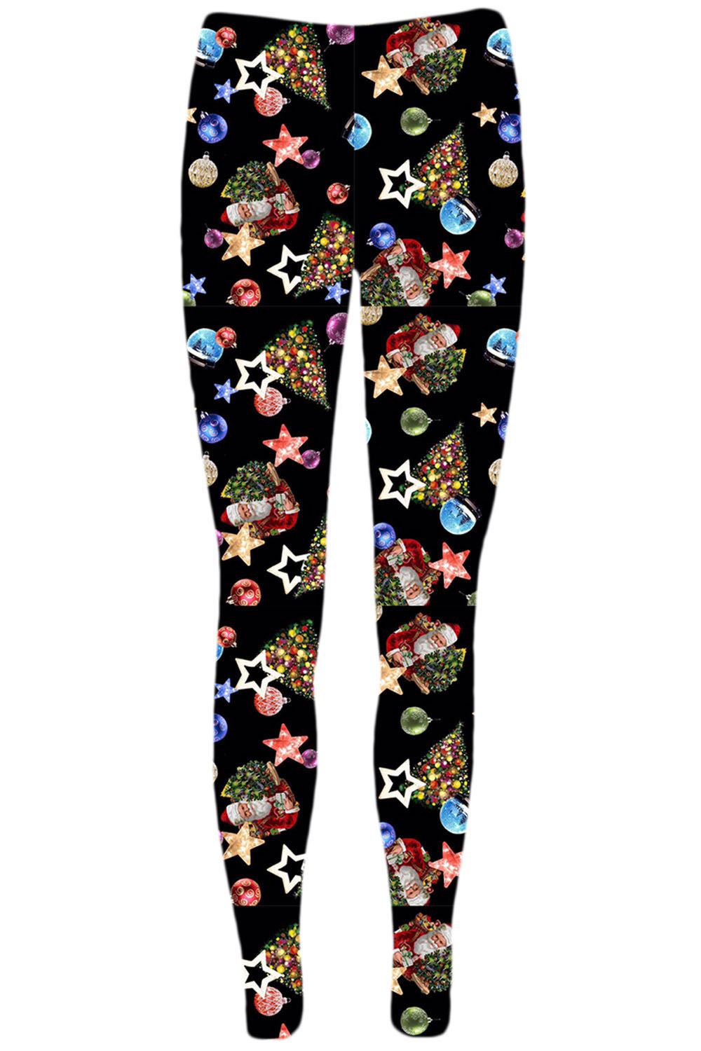 Ladies Womens Xmas Santa Reindeer Tartan Christmas Candy Stick Jeggings Leggings - Picture 20 of 40