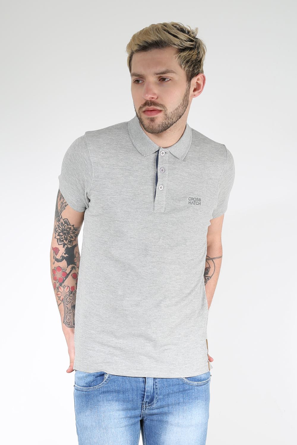 Cross Hatch Mens Cap Sleeve Collared Pelekus Polo Pique Stretchy Cotton T Shirt