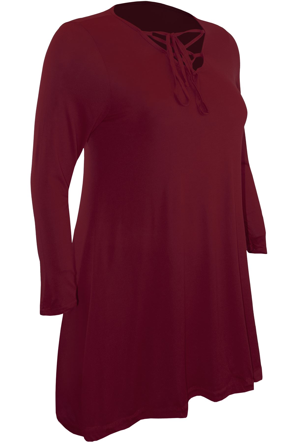 Mini Bodycon Ladies Lace Up Eyelet Flared Womens Plus Size V Neck Swing Dress - Picture 9 of 30