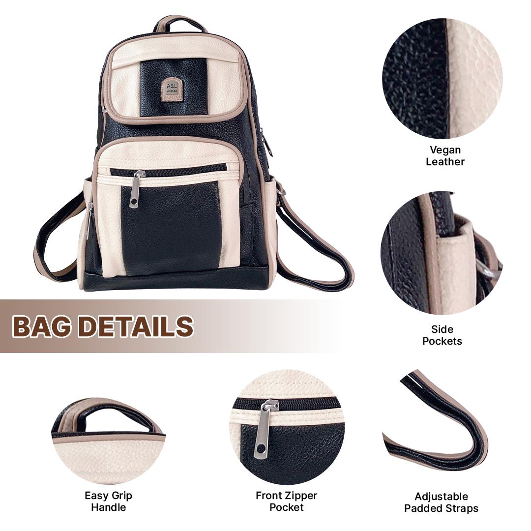 Faux Leather Backpack for Women � Casual Shoulder Bag for Work & Travel - Picture 10 of 14
