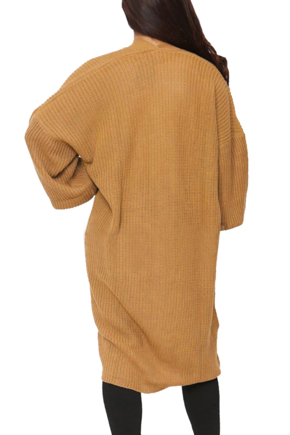 Womens Ladies Long Sleeve Pockets Oversize Open Front Chunky Rib Jumper Cardigan - Picture 6 of 12