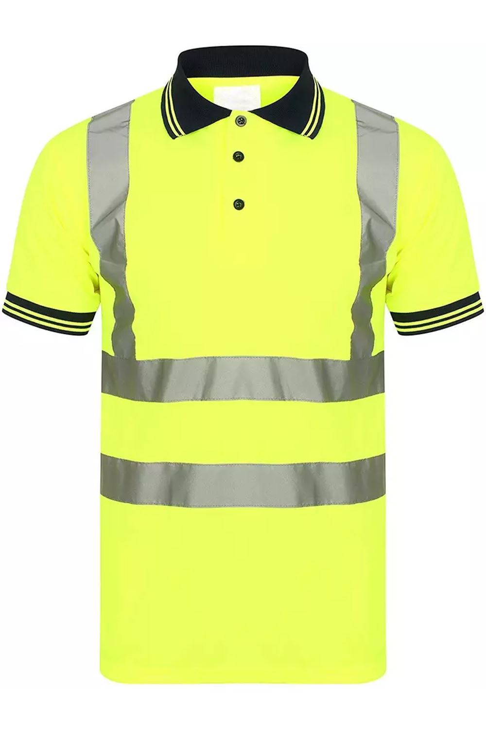 Hi Vis Viz Mens Polo T Shirt High Visibility Safety Security Work Top Two 2 Tone - Picture 2 of 3