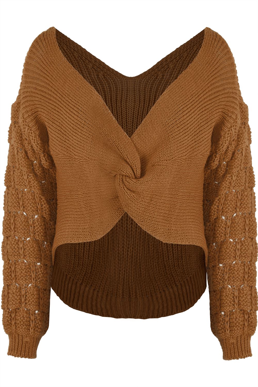 Women Ladies Multi Stripes Twisted Knot Sweater Slouch Fit Baggy Jumper Knit Top - Picture 13 of 19