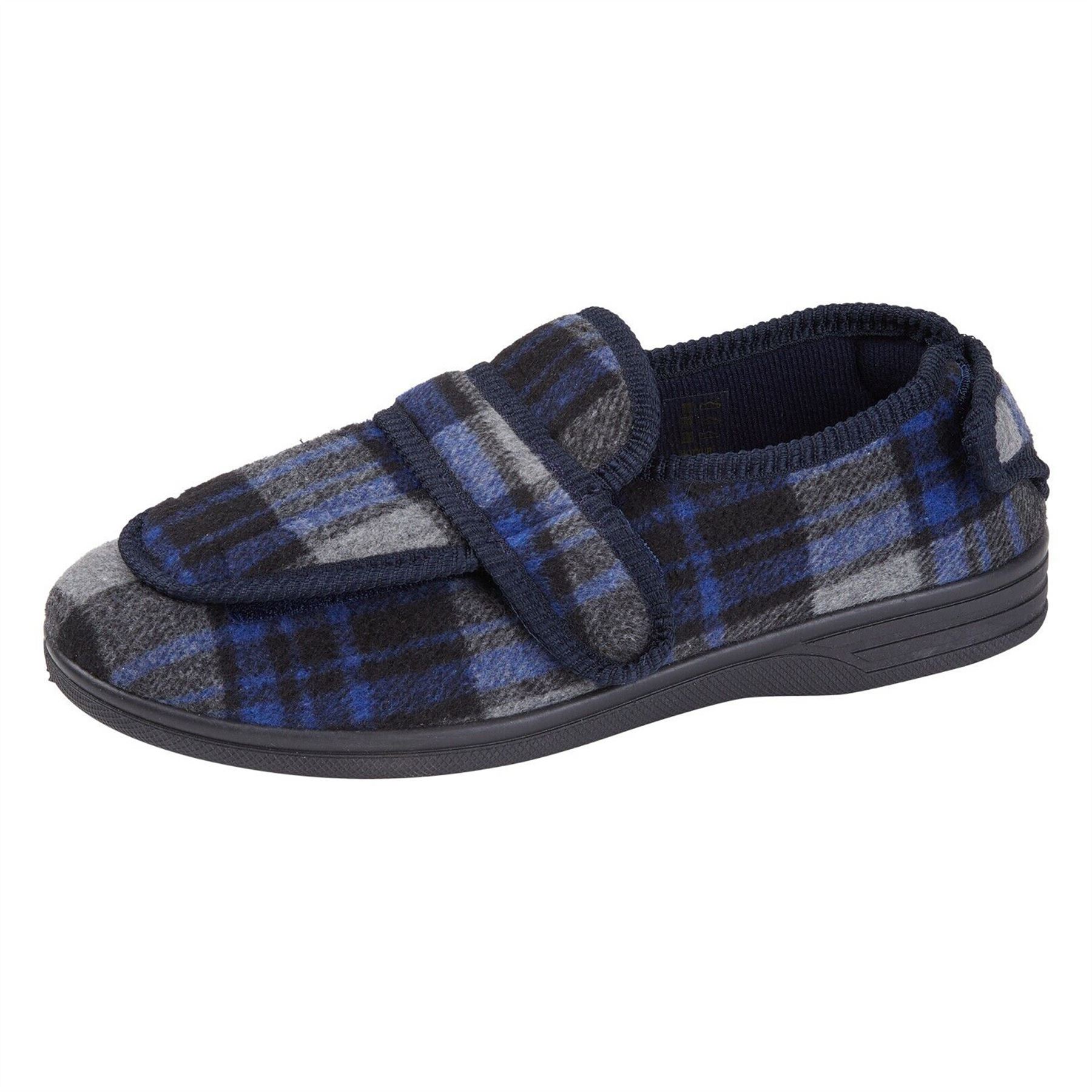 Mens Extra EEE Fit Wide Opening Diabetic Orthopaedic House Hard Sole Slippers - Picture 20 of 20
