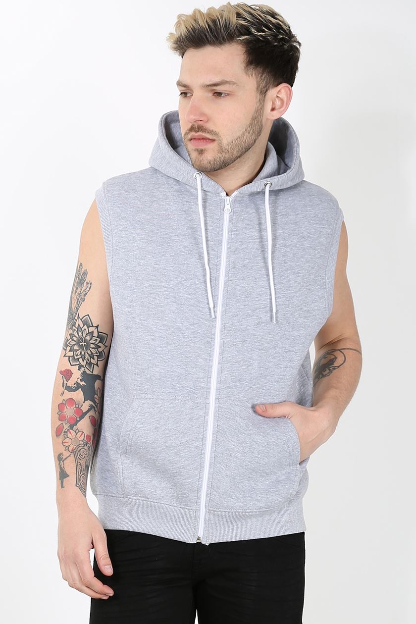 Mens Sleeveless Hooded Hoodie Casual Zipper Sweatshirt Gilet Jacket ...