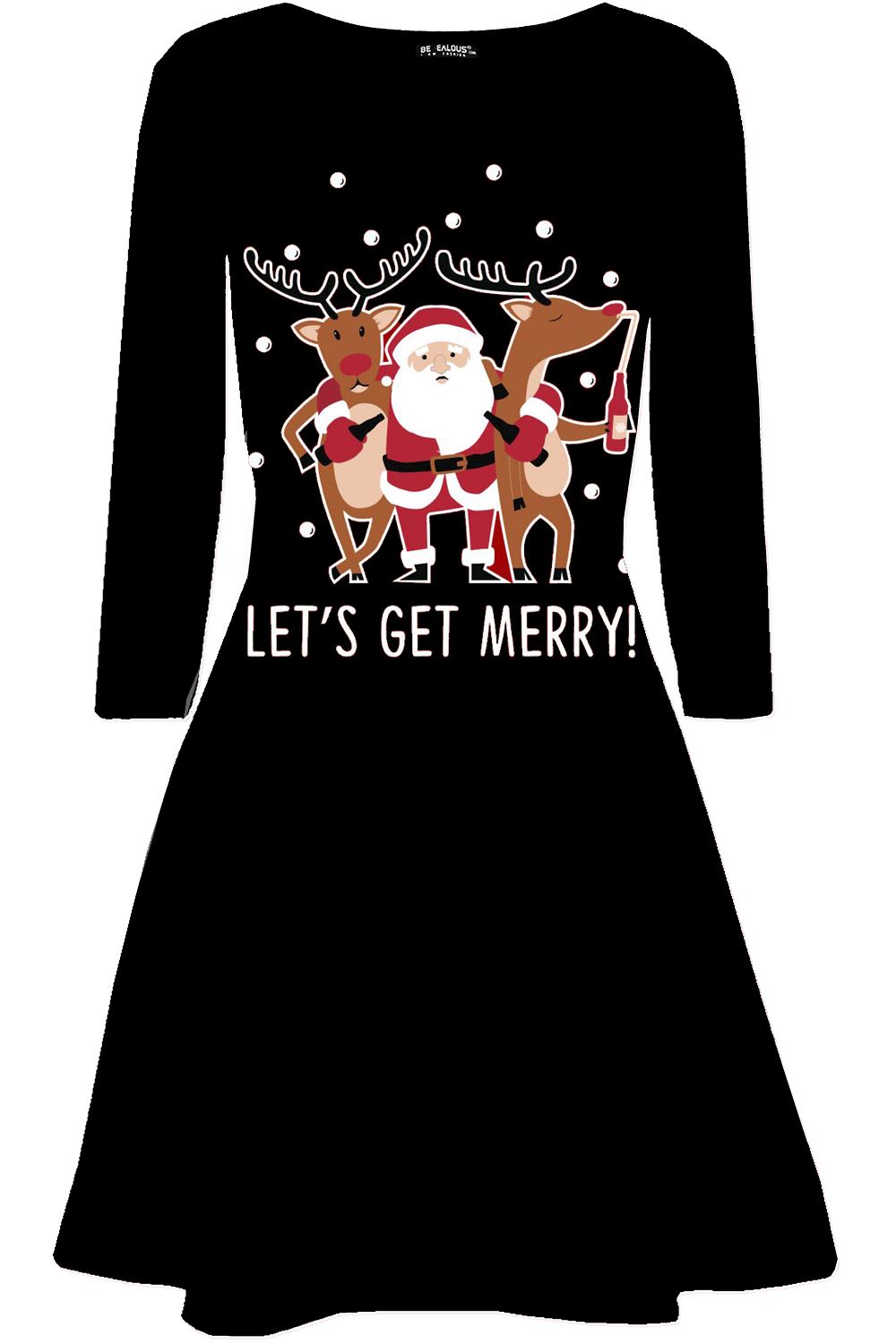 Womens Ladies Xmas Elf Santa's Little Helper Belt Costume Christmas Swing Dress - Picture 27 of 36