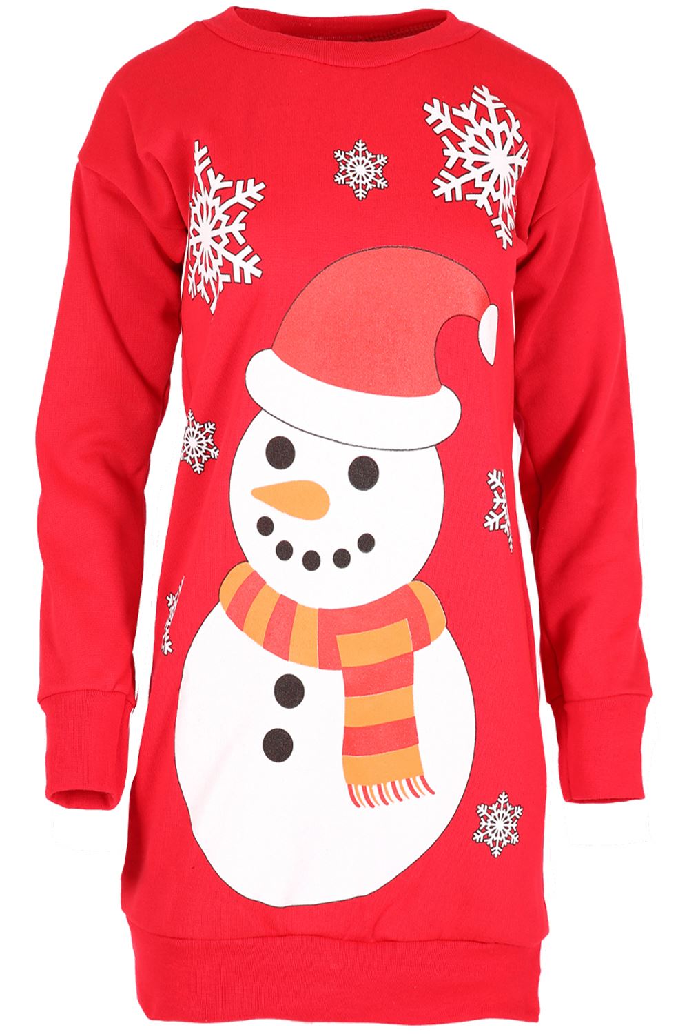 Womens Christmas Fleece Ladies Snowman Tree Xmas Sweatshirt Mini Jumper Dress - Picture 13 of 59