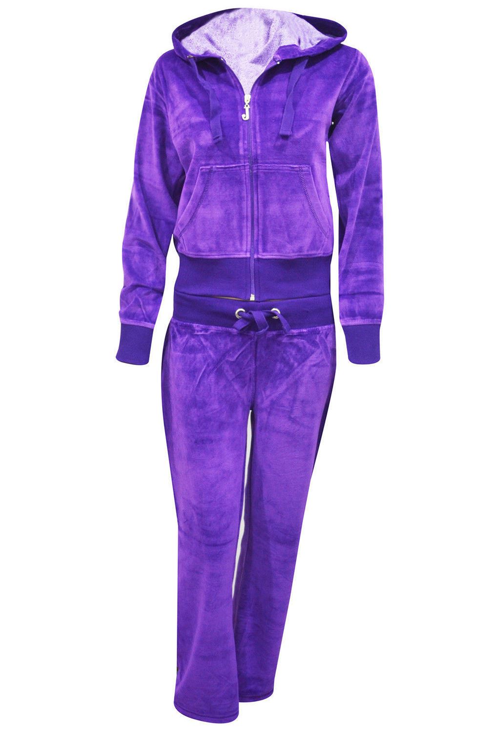 Womens Ladies Loungewear Velour Velvet Long Sleeve Jogging Hoodies