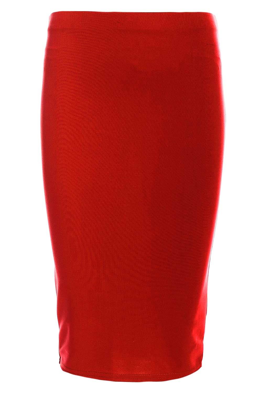 Ladies Women Jersey Stretchy Pencil Plain Elastic Office Bodycon Skirt Plus Size - Picture 40 of 64