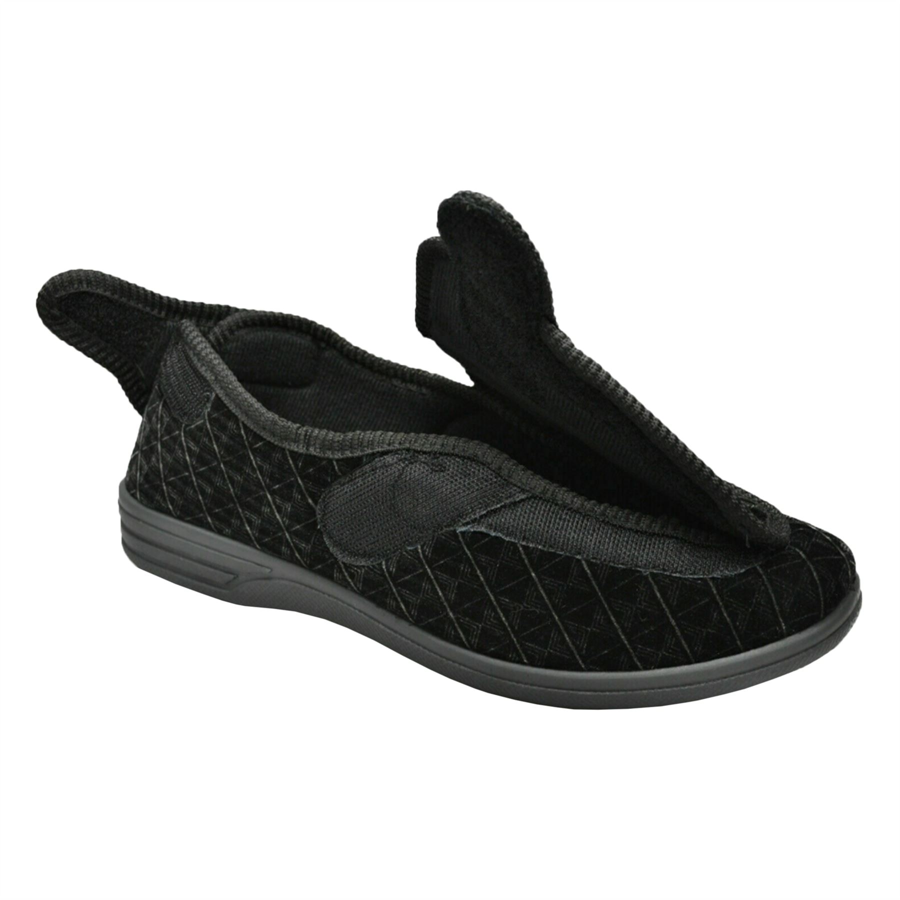 Mens Extra EEE Fit Wide Opening Diabetic Orthopaedic House Hard Sole Slippers - Picture 12 of 20