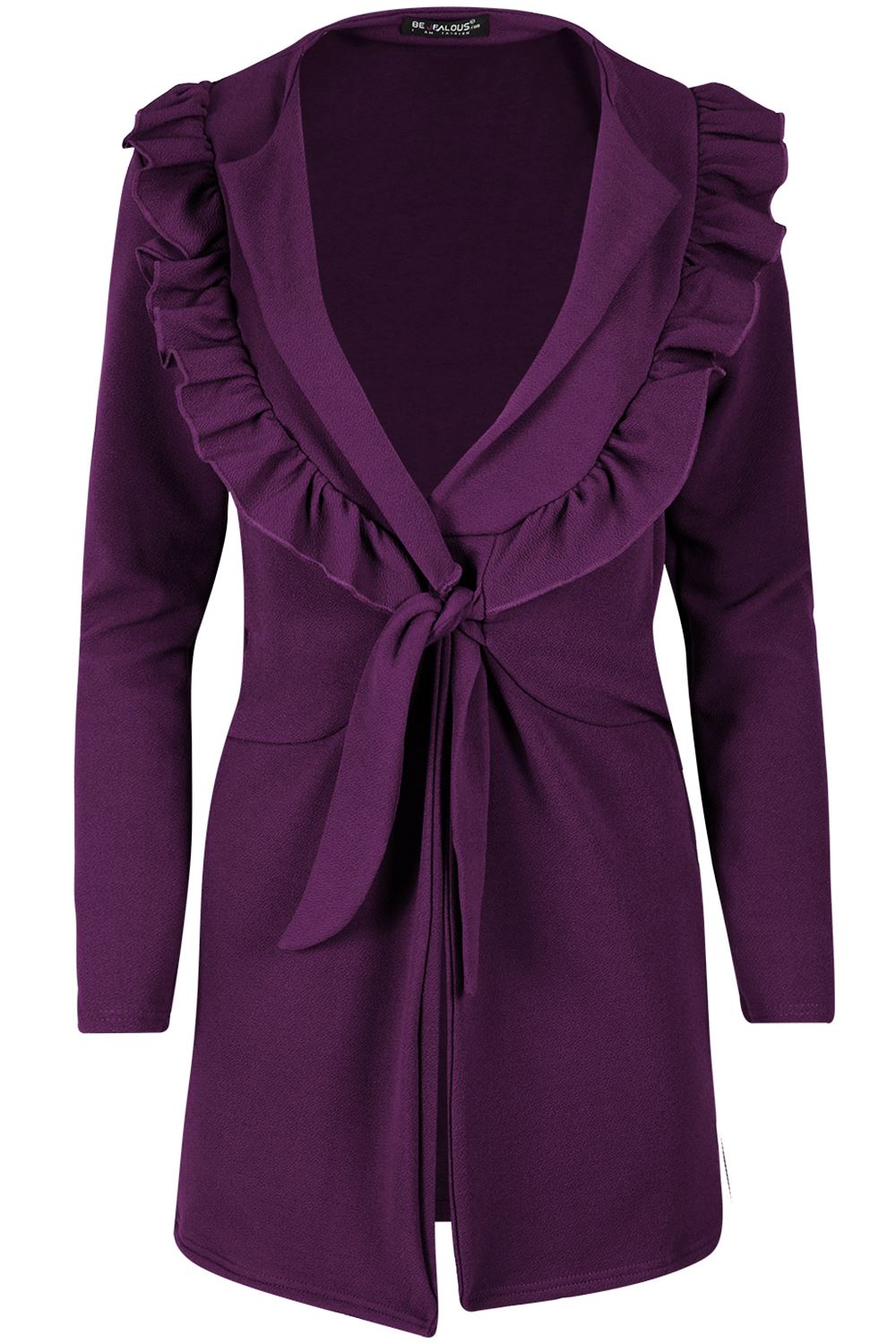 Womens Cape Cardigan Waterfall 3/4 Sleeve Italian Blazer Ladies Belted Jacket - Picture 22 of 24