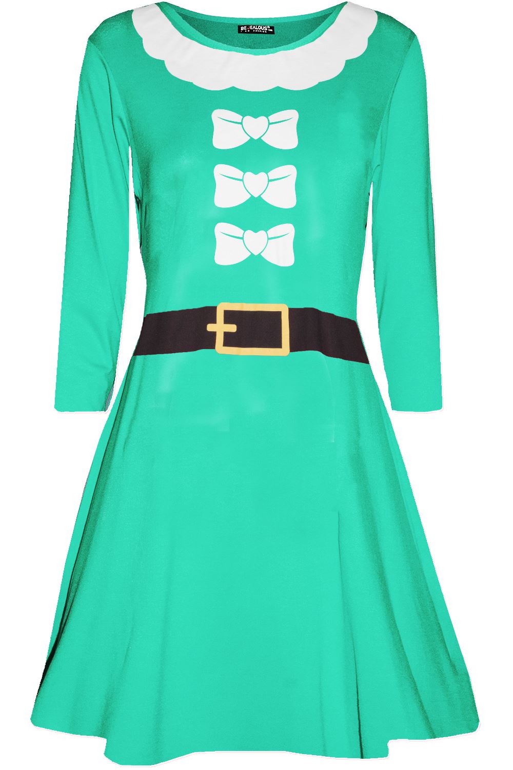 Kids Girls Christmas Heart Ribbon Santa Father Costume Round Neck Swing Dress - Picture 35 of 35