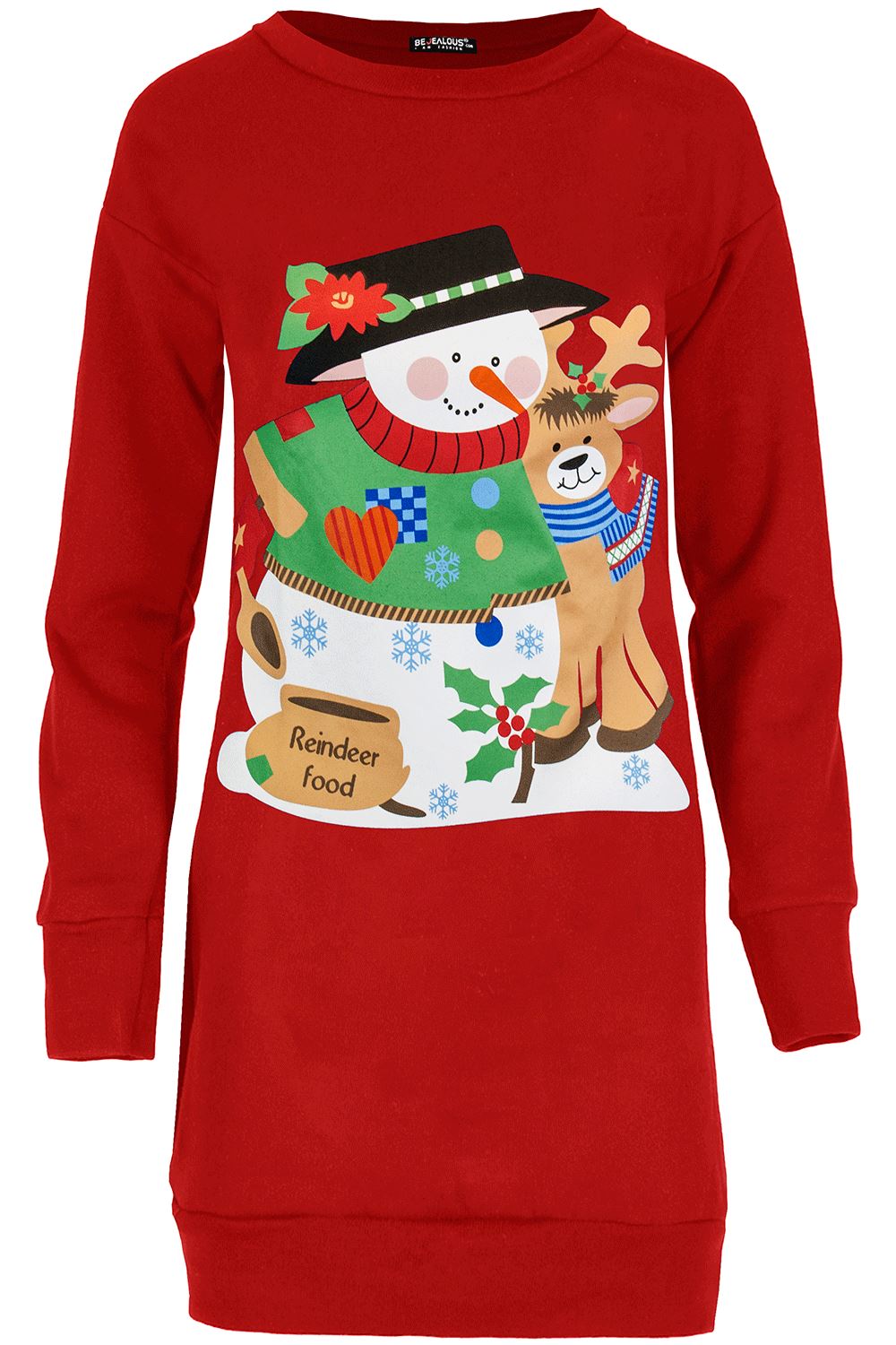 Womens Christmas Fleece Ladies Snowman Tree Xmas Sweatshirt Mini Jumper Dress - Picture 59 of 59