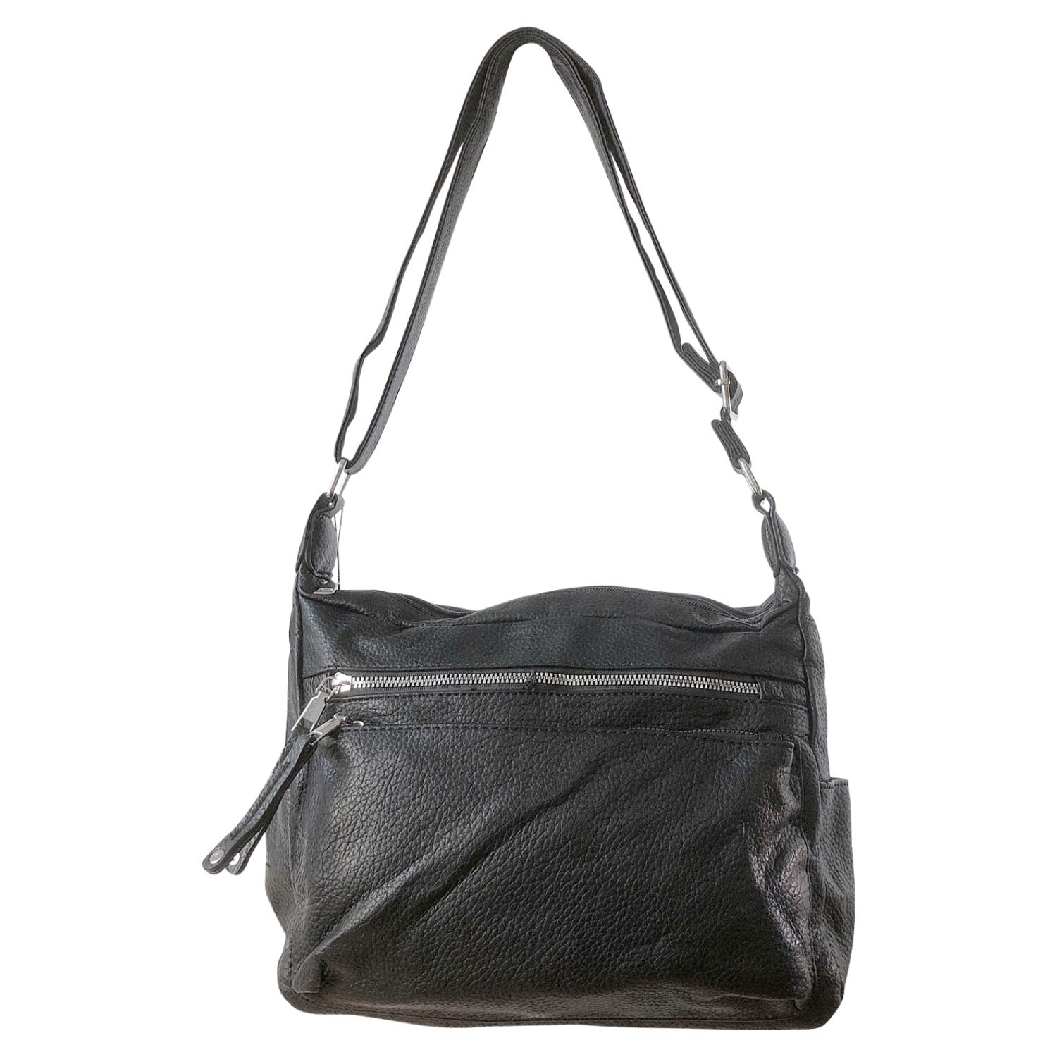 Ladies Tan Handbag Faux Leather Shoulder Bag with Multi Compartments & Strap - Picture 8 of 30