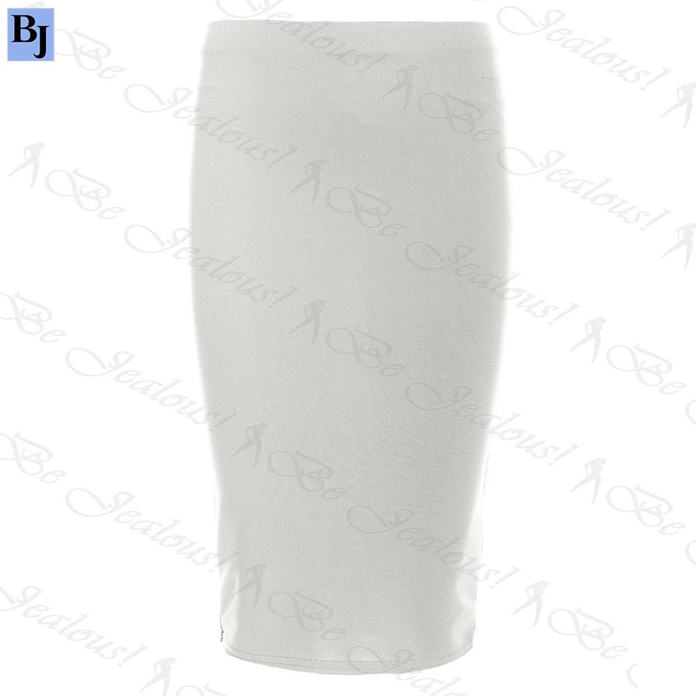 Ladies Women Jersey Stretchy Pencil Plain Elastic Office Bodycon Skirt Plus Size - Picture 21 of 64