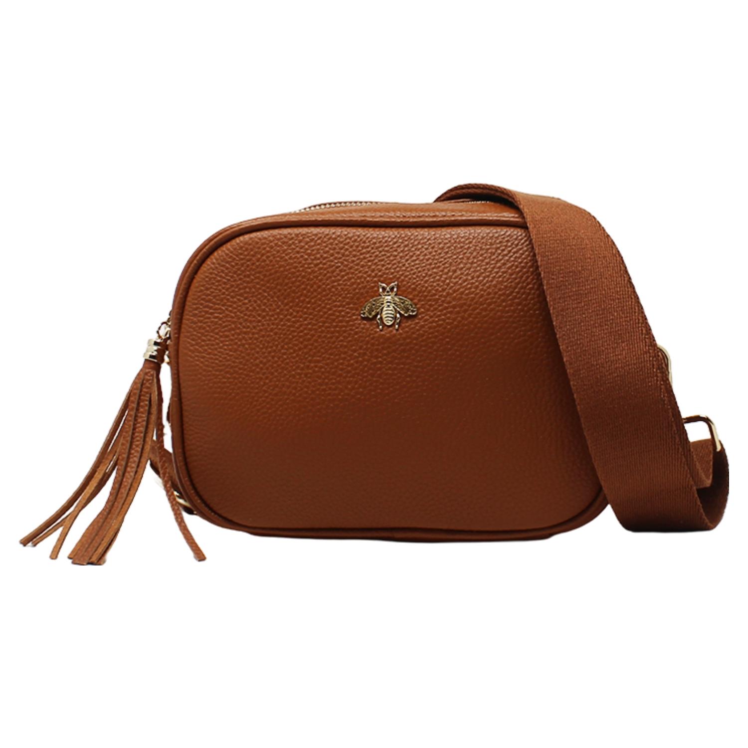 Real Leather Small Crossbody Bag Women Shoulder Handbag with Bee Decor - Picture 15 of 47