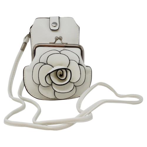 Womens Camellia Phone And Coin Pouch Mini Crossbody Shoulder Handbag Purse - Picture 9 of 37