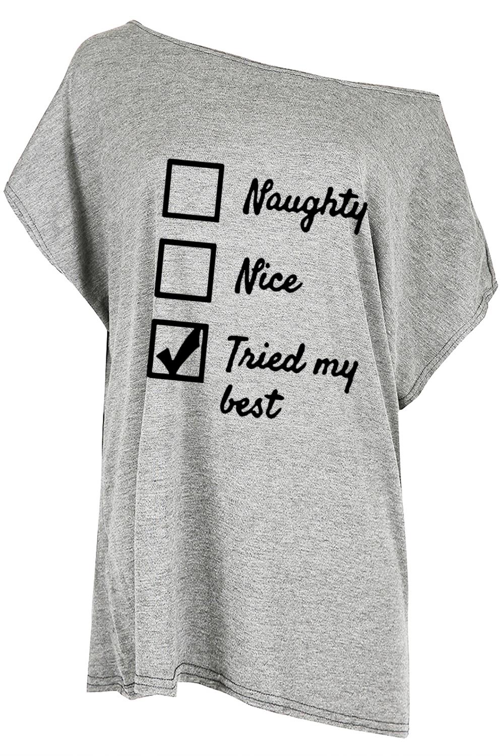 Womens Christmas Santa Oversized Top Ladies Baggy Batwing One Shoulder T Shirt - Picture 15 of 15