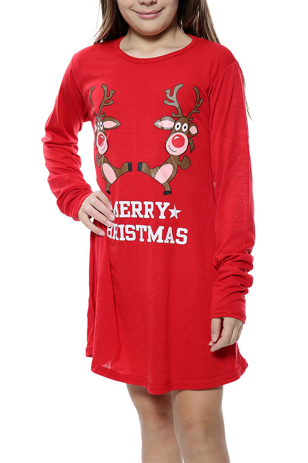 Kinder Mädchen Weihnachten Xmas Rundhals Weihnachtsmann Kostüm CandyStick Swing Kleid - Bild 35 von 64