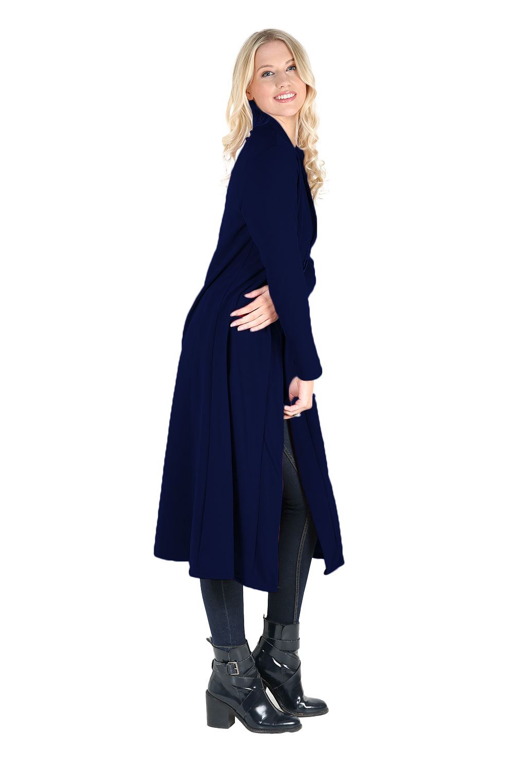 Plain Band Full Sleeves Oversize Baggy Open Front Duster Womens Cardigan - Picture 18 of 51