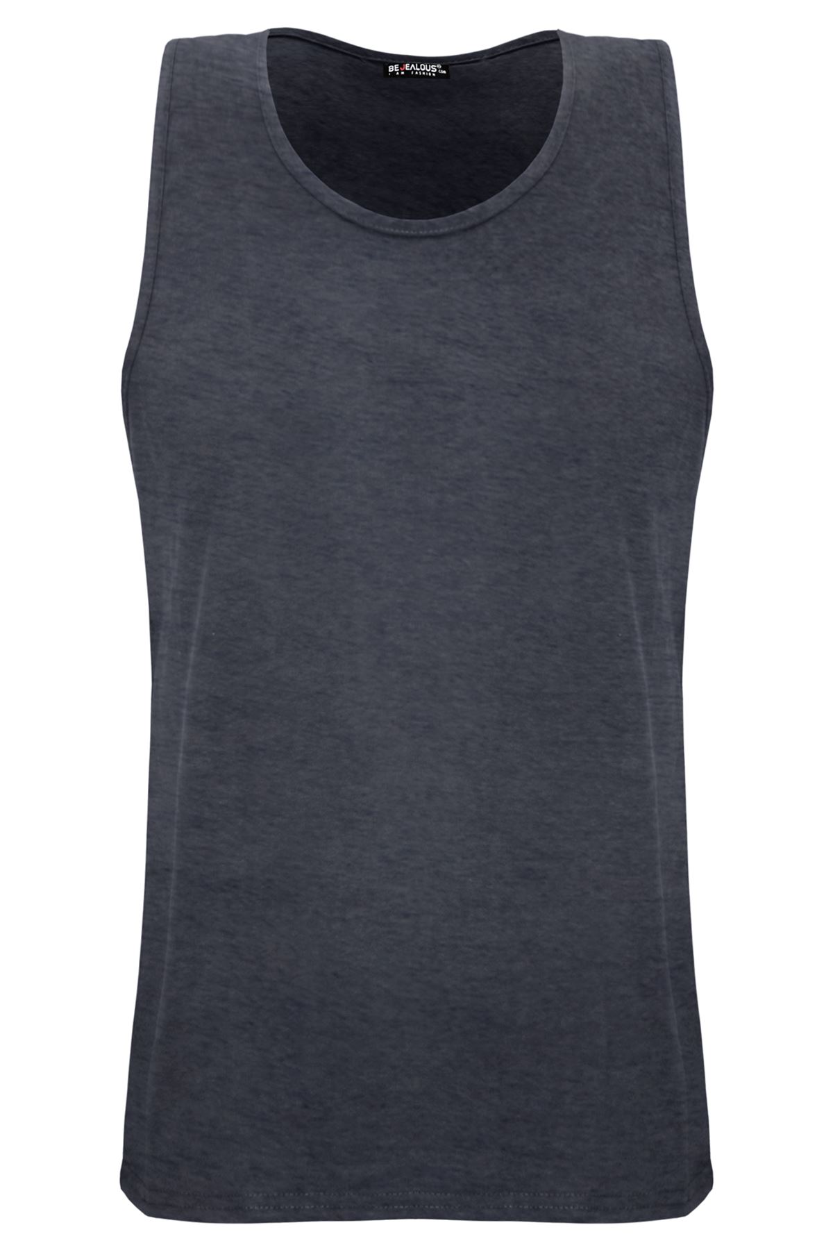 Mens Vest Plain Summer Cotton Tank Sleeveless Training Gym Sports Vests Jog Top - Picture 4 of 13