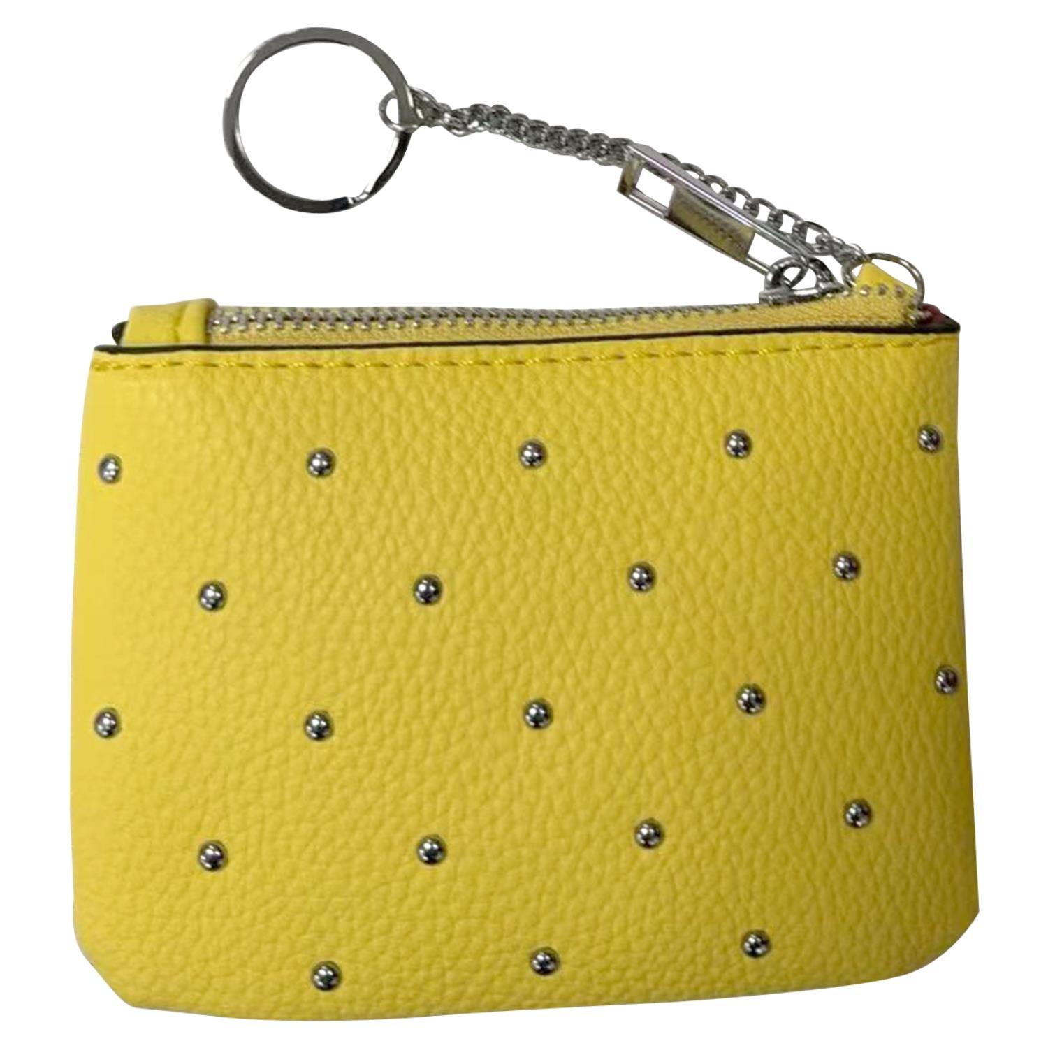 Trendy Studded PU Leather Coin Purse Small Wallet with Zip Closure and Keychain - Picture 19 of 19