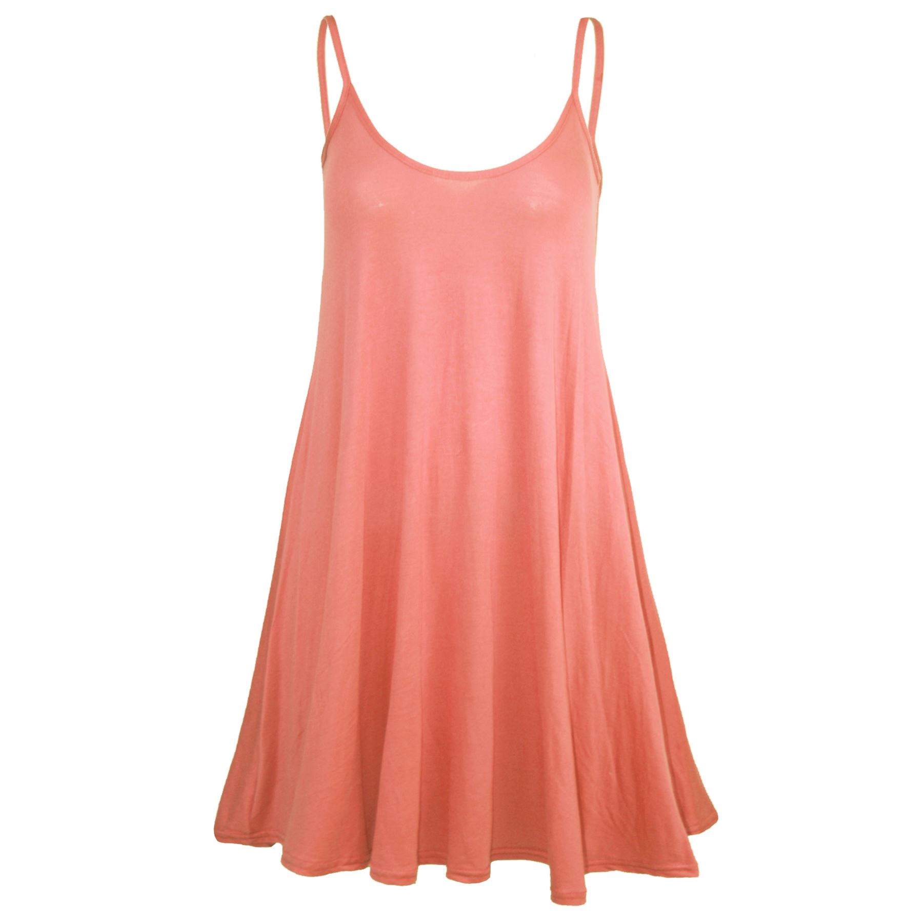 Ladies Sleeveless Camisole Womens Floaty Flare Strappy Skater Swing Dress - Picture 20 of 55