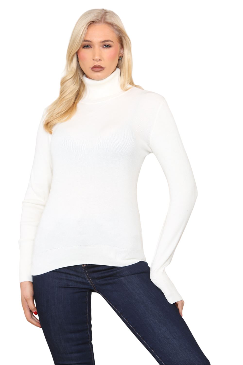 Womens Turtle High Neck Long Sleeve Ribbed Pullover Winter Sweater Jumper Top - Picture 8 of 10