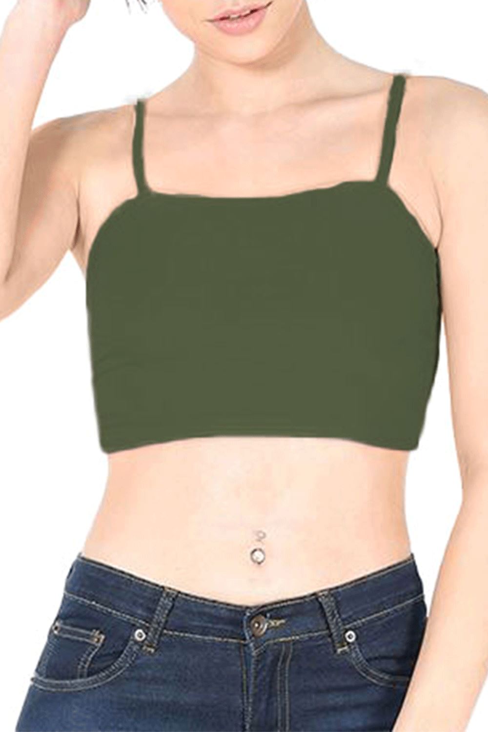 Womens Ladies Plain Bandeau Sleeveless Strappy Camisole Active Wear Bra Crop Top - Picture 12 of 55
