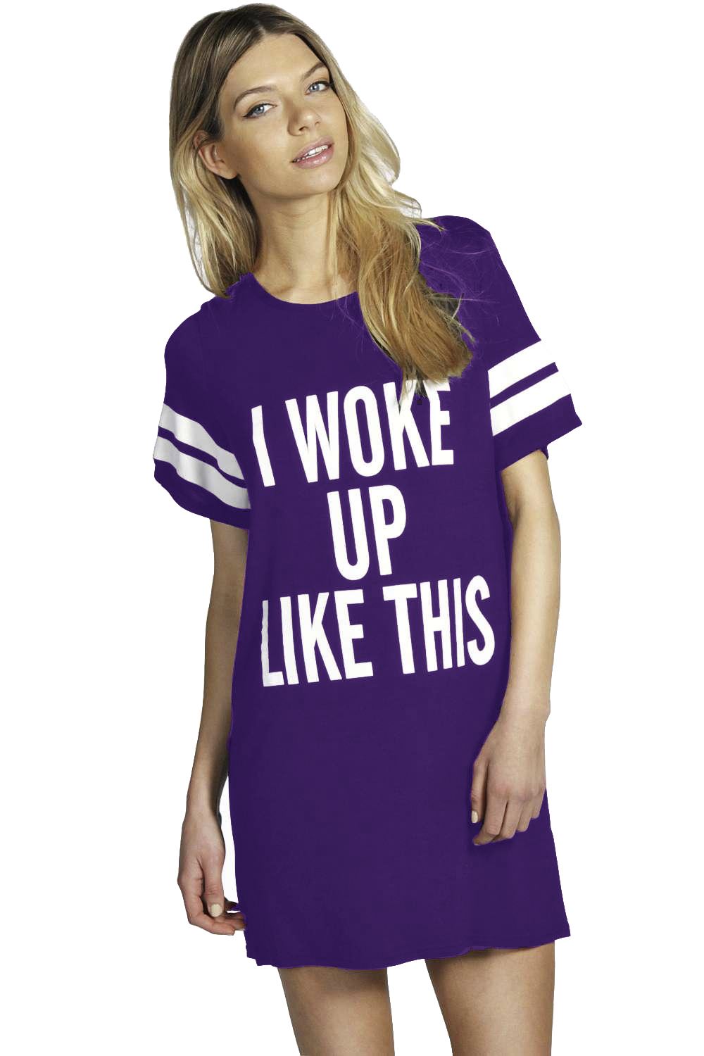 Womens Ladies Nothing to wear Baggy Oversize Round Neck Tunic T Shirt Mini Dress - Picture 14 of 42