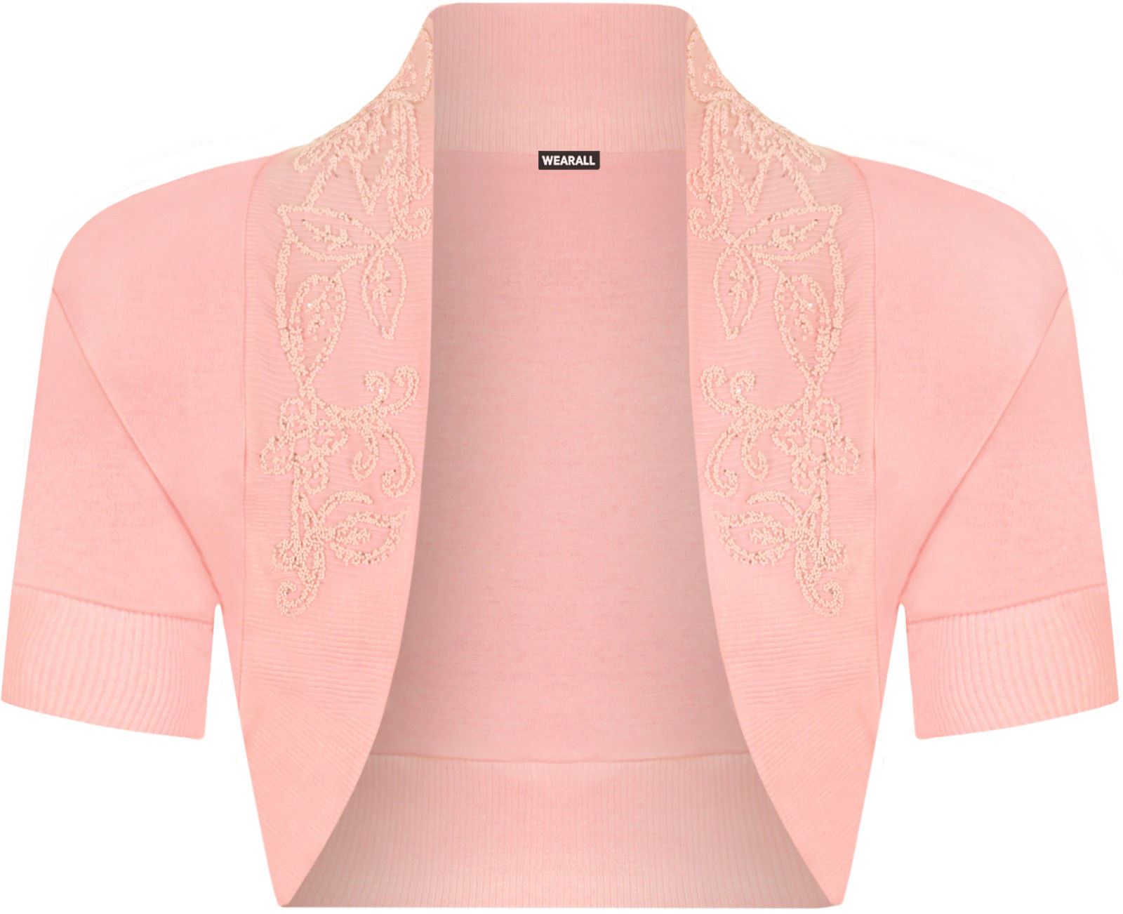 Womens Short Sleeves Bolero Cropped Top Ladies Open Cardigan Short