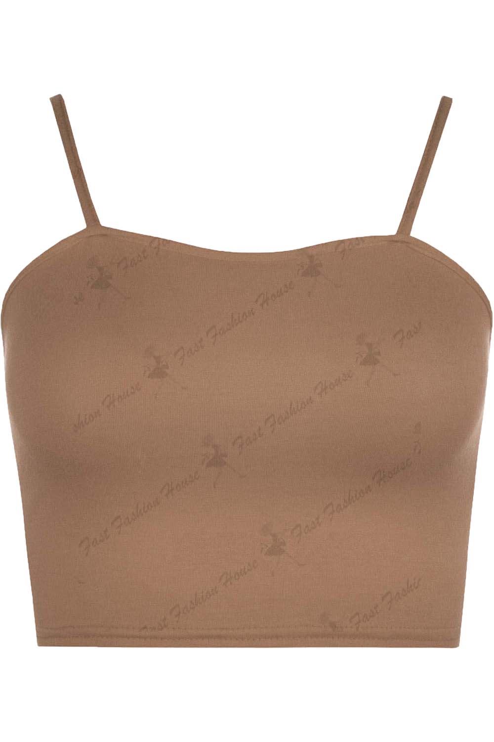 Ladies Womens Plain Bandeau Sleeveless Strappy Camisole Bralet Boobtube Crop Top - Picture 31 of 43