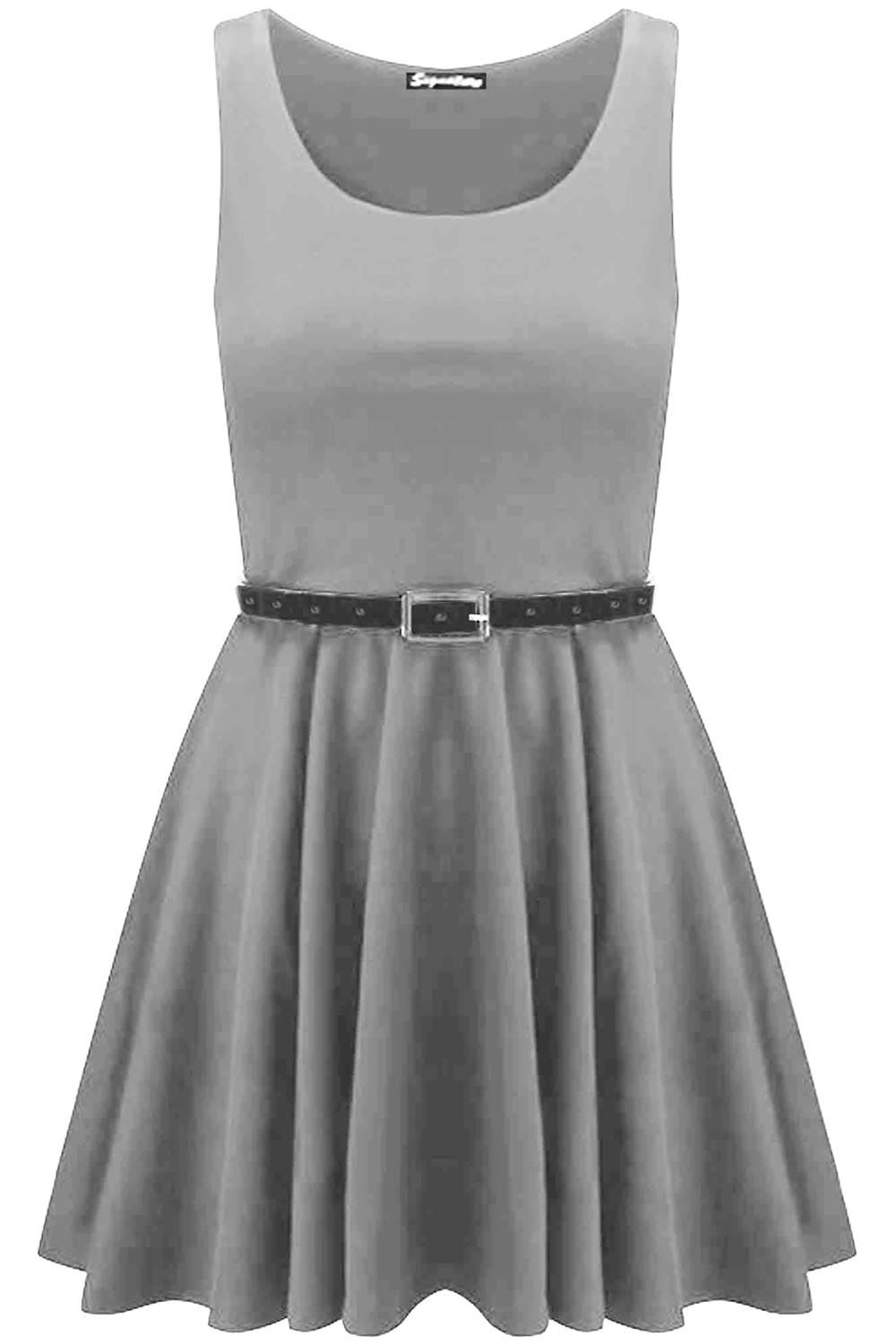 Womens Sleeveless Flared Franki Party Ladies Plus Size Skater Dress Top 16-26 - Picture 16 of 35