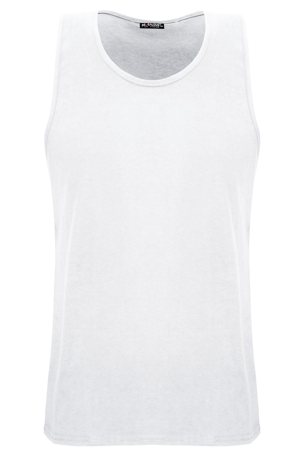 Mens Vest Plain Summer Cotton Tank Sleeveless Training Gym Sports Vests Jog Top - Picture 12 of 13